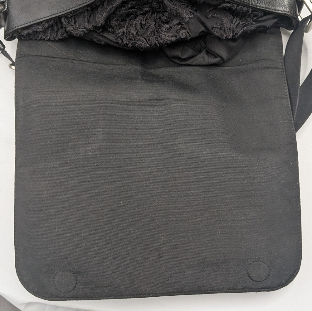 Coach Black Leather Signature C Logo Embossed Messenger Crossbody Bag F28577 - Picture 11 of 16